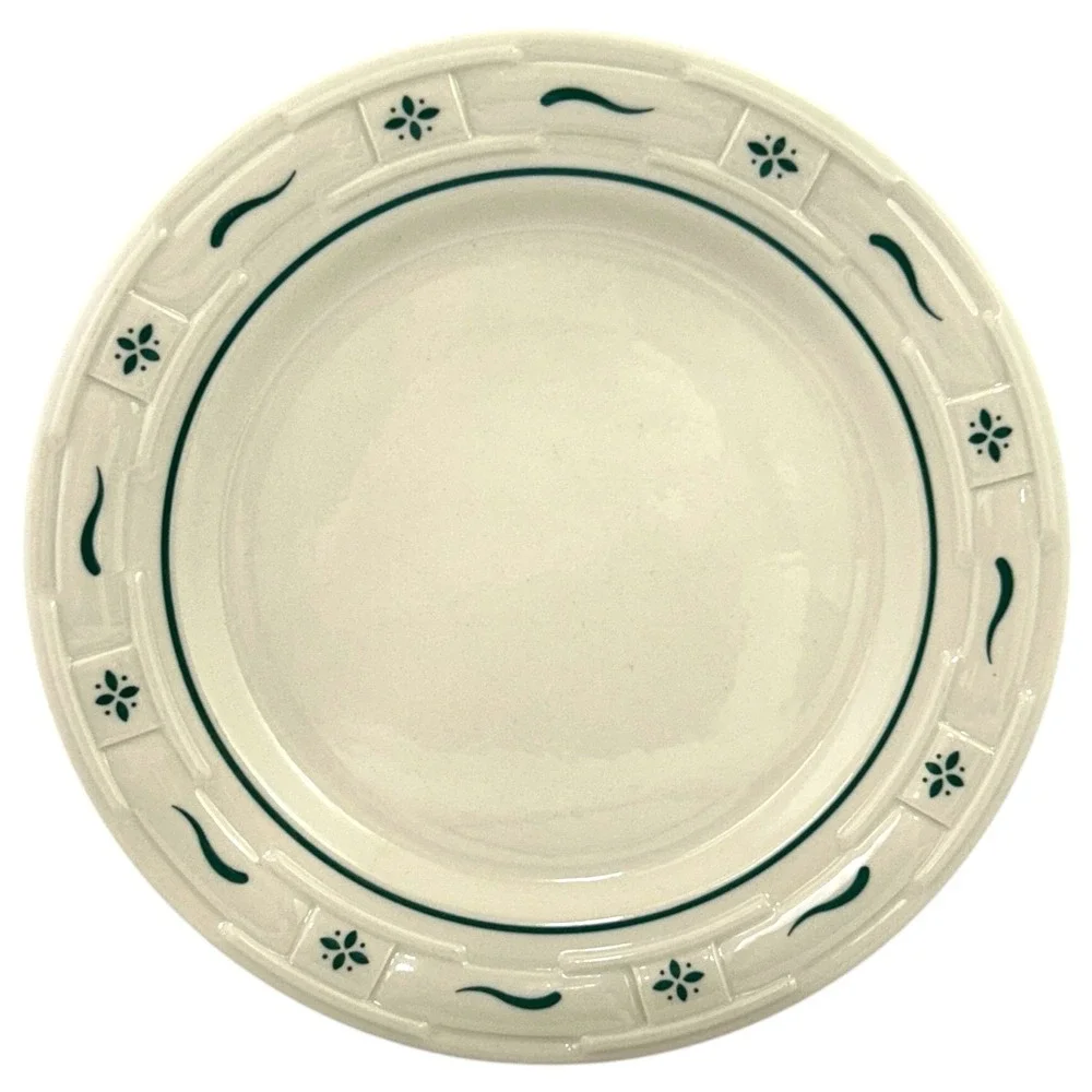 Longaberger Woven Traditions Luncheon Plate 9 Inch Heritage Green Stoneware USA